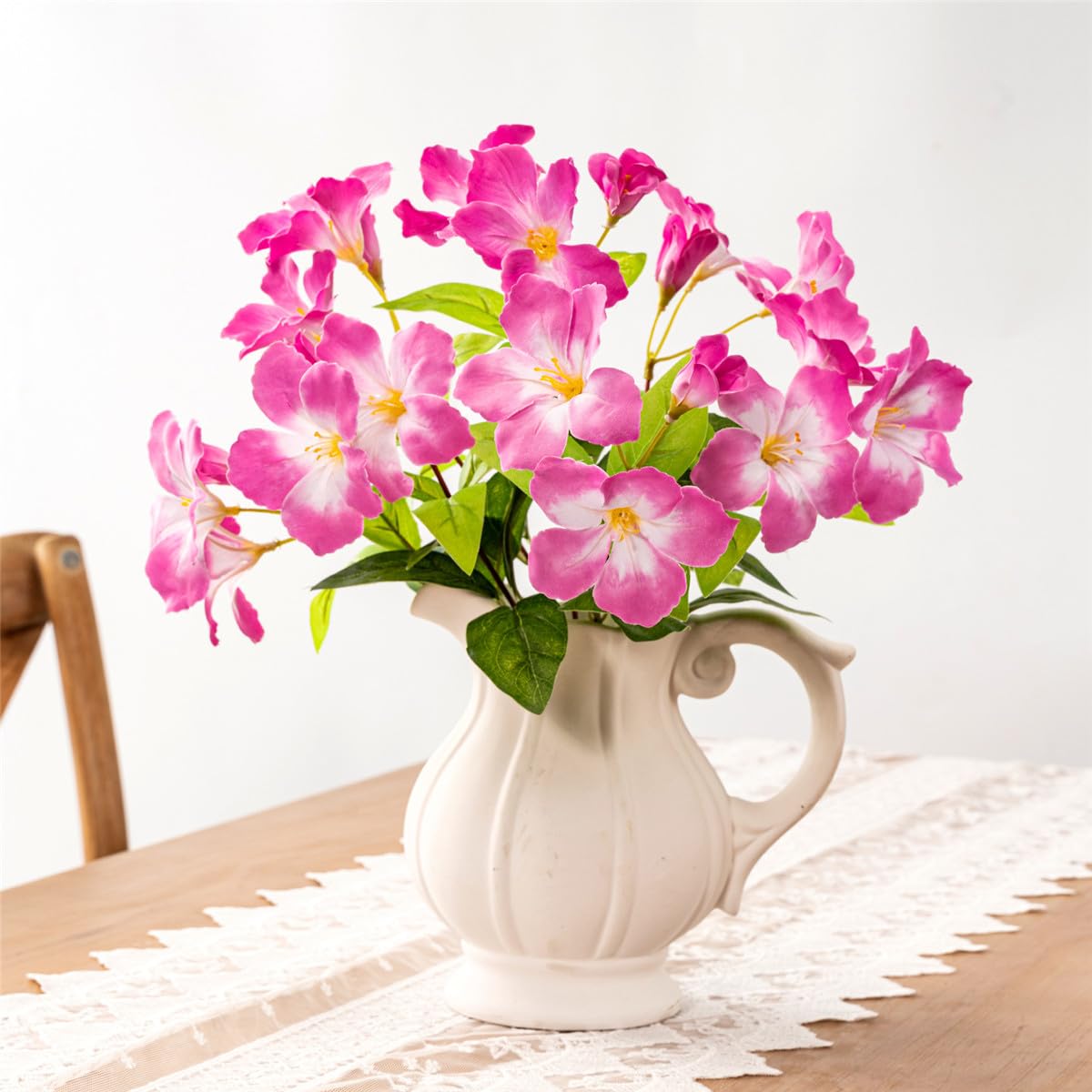 Photo 1 of Pcs Artificial Azalea Flowers for Outdoors Faux Azalea Bushes Silk Flowers Greenery Artificial Azaleas Bouquet for Patio Lawn Garden Decoration (Pink)