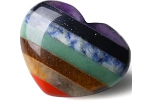 MAIBAOTA 45 mm 7 Chakra Crystal Heart Natural Healing Crystals and Stones Real Polished Love Gemstone Christmas Valentines Day Gifts for Herfriend Wife