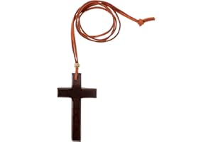 PACKOVE Cross Hanging Ornament for Car Rear View Mirror Wood Crucifix Pendant Cross Car Charm Pendant Decor for Brown