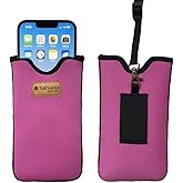 Tainada Neoprene Shockproof Cell Phone Sleeve Pouch Carrying Case for Women w/Neck Lanyard, Belt Loop Holster for iPhone 17/16 Pro Max, Air, 16/15 Plus,16e; Samsung S25+, S24, A56, Z Fold7 (Pink)