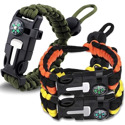Multipurpose Outdoor Survival Paracord Bracelets with Fire Starter Compass - Paracord Bracelet