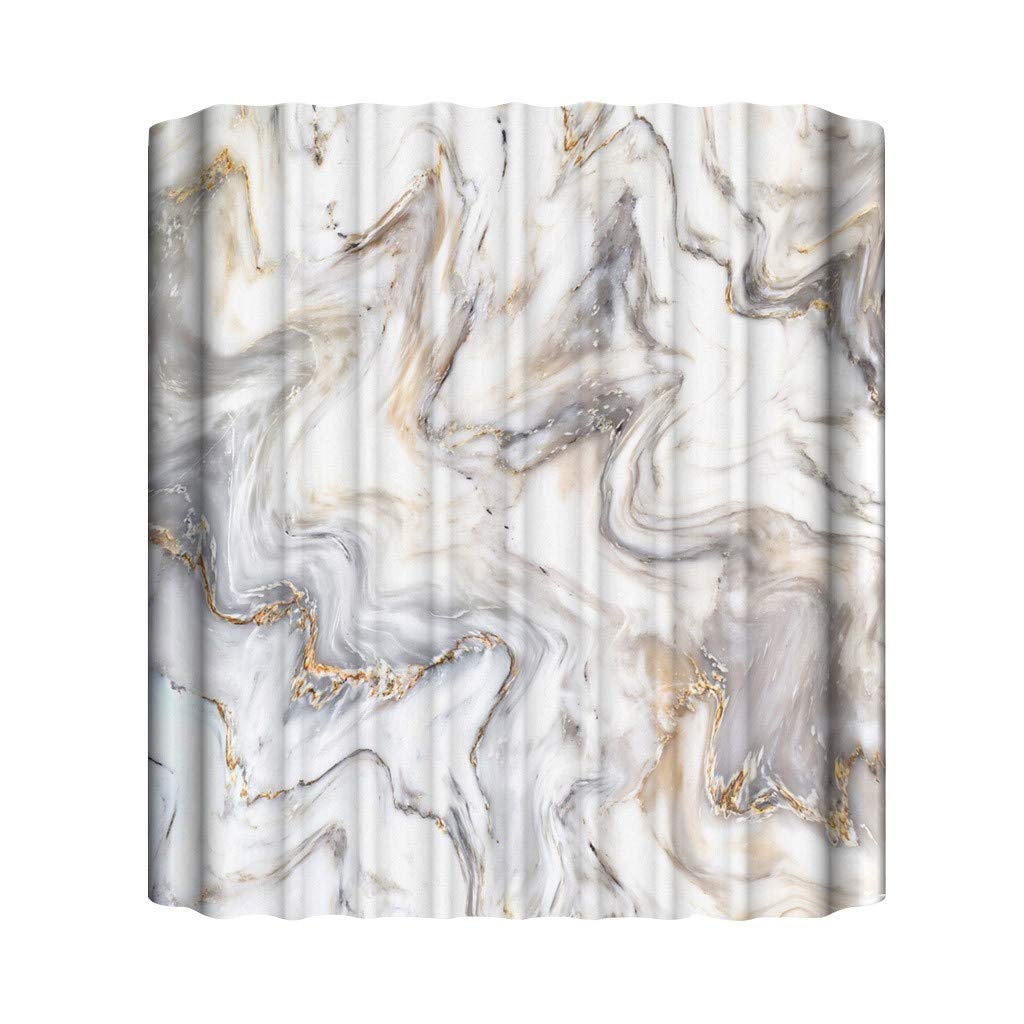 CIUJOYMarble Shower Curtain, Anti-Mould Waterproof Polyester with 12 Hooks, for Bathtub and Shower in Bathroom 71" x 71"