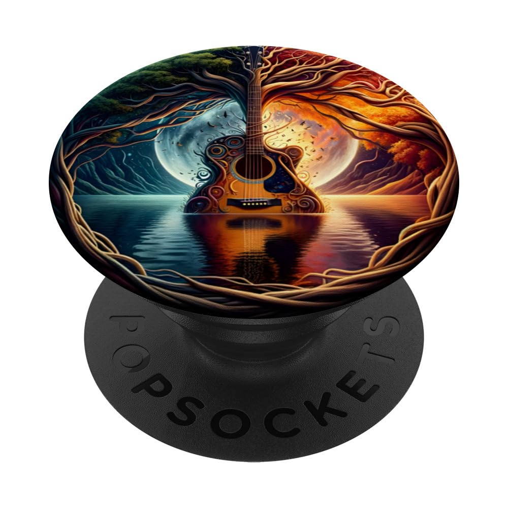 Guitar Lake Acoustic Guitar Tree By The Lake Guitarist PopSockets Swappable PopGrip