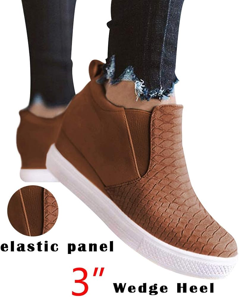  | Athlefit Women's Hidden Wedge Sneakers Shoes Lace Up Fashion Wedge Sneakers | Fashion Sneakers