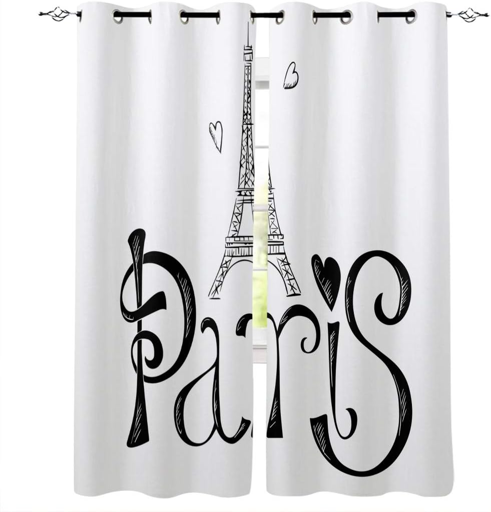 SODIKA Window Treatment Set Room Curtains for Living Room,Kitchen,Laundry, Bedroom - Paris France Decor Eiffel Tower 2 Drape Panels,27.5"x39"