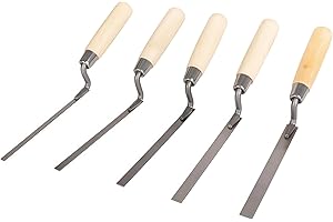 5 PCS Professional Masonry Tools, Tuck Pointer Trowel Set, 1/4’’, 5/16’’, 3/8’’, 1/2’’, 9/16’’ Tuck Pointing Trowel Brick Joi