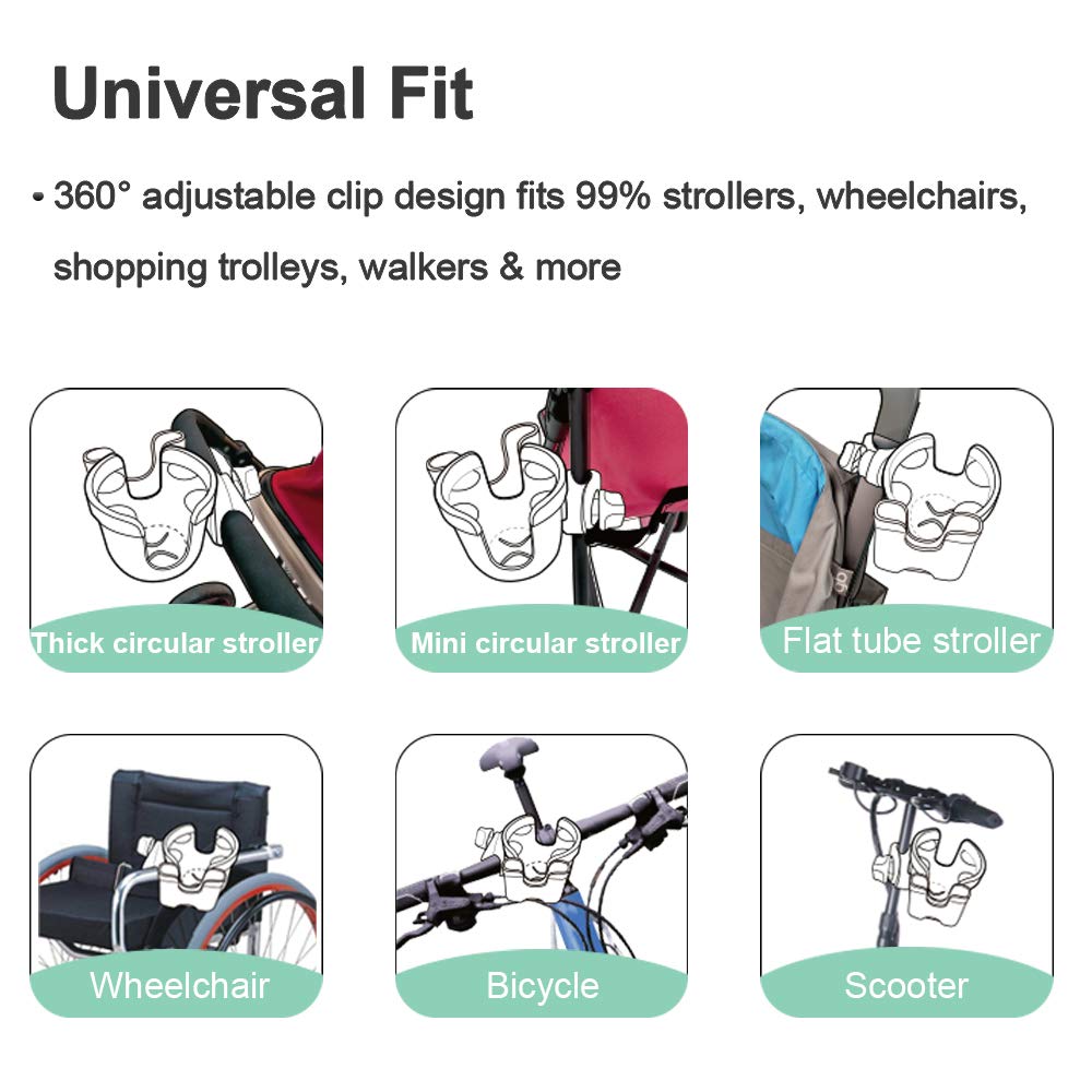 Stroller Cup Holder, MOMSIV 2-in-1 Universal Cup Holder Rack Bottle Holder for Buggy Pushchair Wheelchair Bike and More: Baby