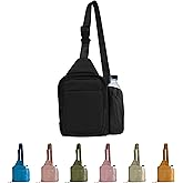 BUNSO Everyday Small Crossbody Bags for Women, Water-Resistant Sling Bag for Men with Waterbottle Holder, 7” x 2.5” x 9”