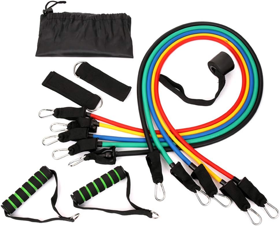 PowerTop Resistance Band Set- 5 Stackable Exercise Bands Set with Handles, Door Anchor, Ankle Straps, Waterproof Carry Bag, for Casual Physical Workouts