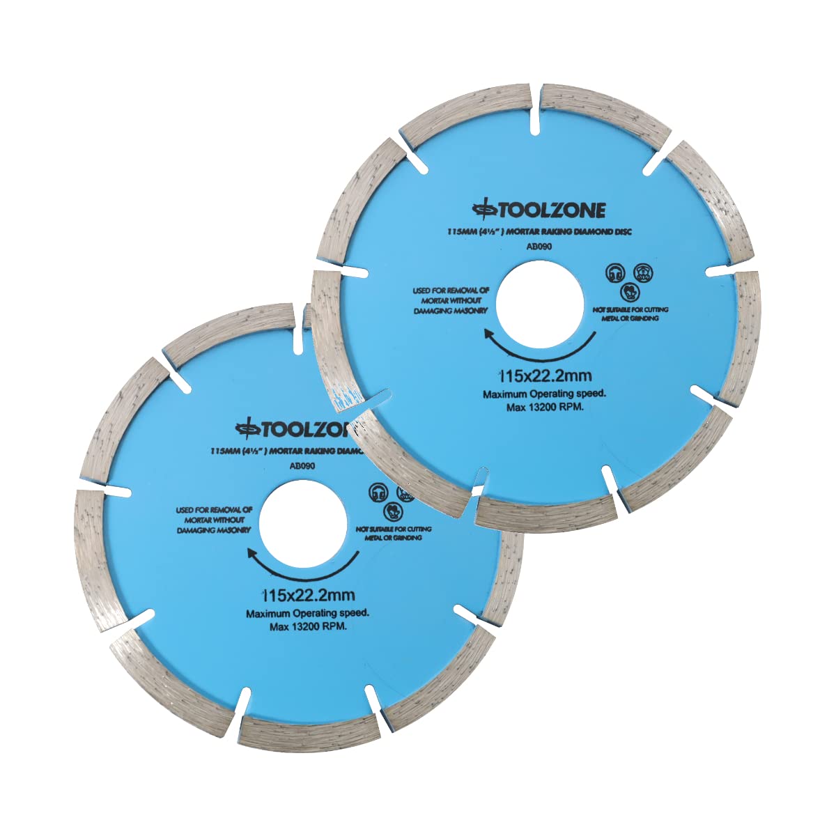 (PACK OF 2) 115mm (4.5") Diamond Mortar Raking Disc - Brickwork pointing raker blade for re-pointing