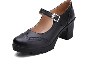 DADAWEN Women's Chunky Low Block Heels Mary Jane Closed Toe Work Pumps Comfortable Round Toe Oxfords Dress Wedding Shoes