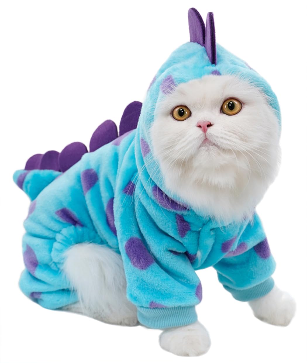 XIAOYU Funny Dog Dinosaur Costumes Pet Clothes for Small Dog Cat, Winter Warm Puppy Hoodies Pet Jumpsuit Apparel for Halloween Christmas, M