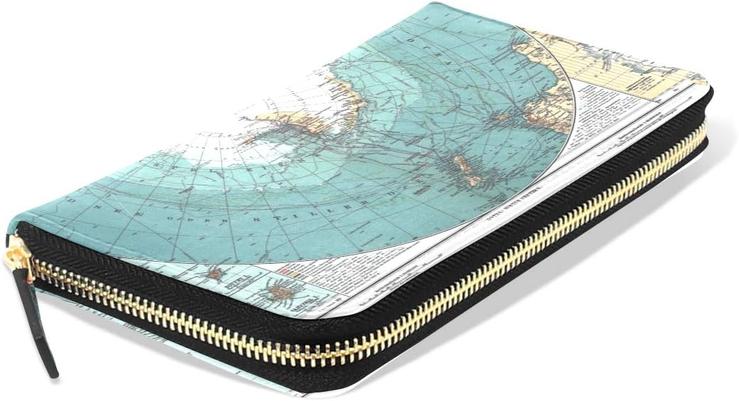 FAJRO Antarctica Map Ladies Purse leather Women Wallet
