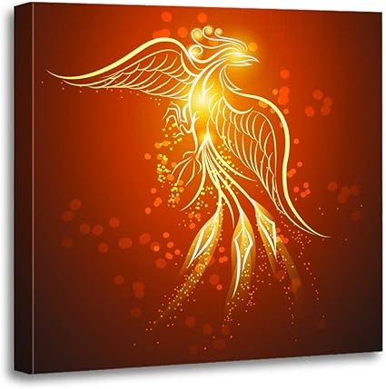 Amazon De Emvency Kunstdruck Auf Leinwand Motiv Schwarzer Vogel Des Aufsteigenden Phonix Gegen Rot