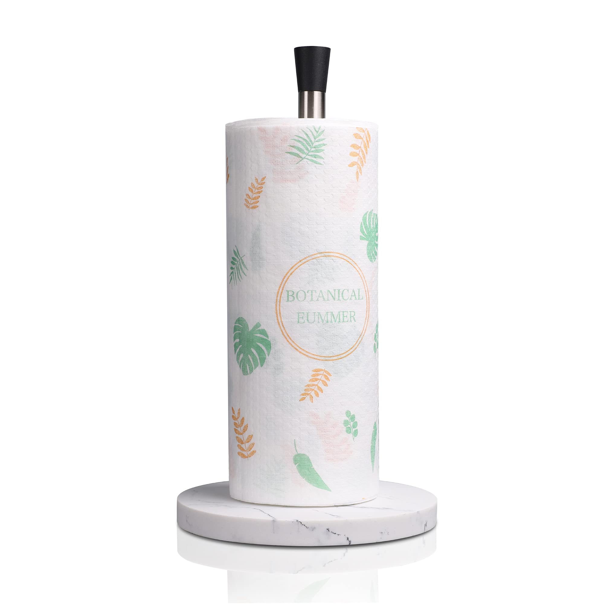 ZCCZ Kitchen Roll Holder Free Standing,Kitchen Paper Dispenser Countertop, Paper Towel Holder with Stable Resin Base, Fits Jumbo Size Roll, Stainless Steel Brushed Nickel
