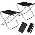 2Sets Portable Mini Folding Camping Stool, Lightweight Camp Chair for Fishing Hiking, Compact Collapsible Travel Footstool for Outdoor, Beach, Backyard, Lawn,Picnic with Carry Bag,10.35" x 8.86"