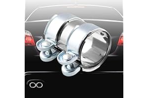 RULLINE 2.5 inch Hardware Exhaust Clamp, Lap Joint+Bolts Band Flanges Clamp Stainless Steel Universal Compatible with Muffler