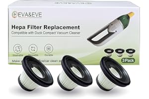 EVA&EVE 3 Pack Hepa Filter Replacement Compatible with Horsepower Duck Compact Cordless Vacuum Cleaner,Updated High Efficiency Filters for Duck Vacuum Cleaner,Part#17964