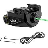 Updated Aluminum USB Rechargeable Green Laser Sight for Pistol, Low Profile Picatinny Laser Compatible with 21MM Rail, Fits G