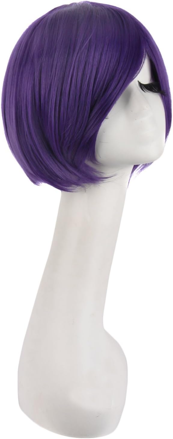 MapofBeauty 12"/30cm Short Paragraph Cosplay Wigs (Dark Purple), 12 Inch (Pack of 1) - Image 3