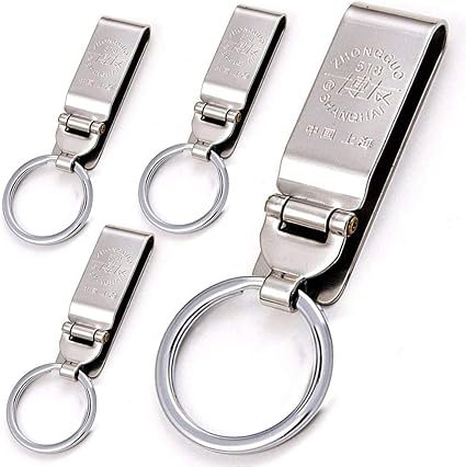 Amazon 2個パック ステンレススチール キーリング セキュリティ ベルト クリップ キーチェーン スポーツ パンツ 衣類 ポケット ベルト シンプル エレガント 丈夫 マルチリング キーホルダー 便利なキーホルダー S シルバー 文房具 オフィス用品 文房具 オフィス用品