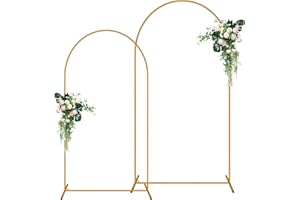 YOUKELILI 2 Pack Arch Backdrop Stand (7.2FT/6FT), Metal Backdrop Arch Stand, Decoration Balloon Arch Stand, Gold Wedding Arch Stand for Party Backdrop