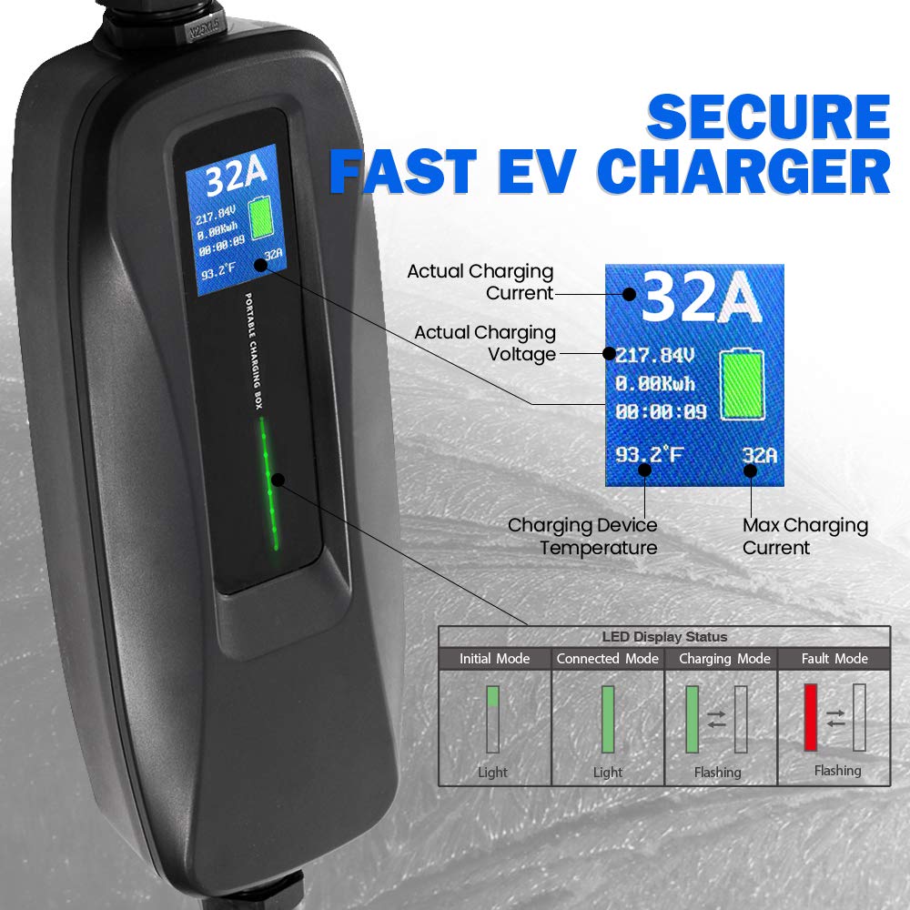 Morec EV Charger Level 2 32 Amp Upgraded Portable Electric Vehicle