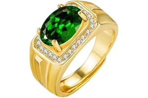 HSQYJ Adjustable White Gold Plated Rectangle Cubic Zirconia Gemstone Cocktail Rings Luxury Crystal Zircon Personalized Statement Party Ring for Men Boy Fashion Jewelry Gifts