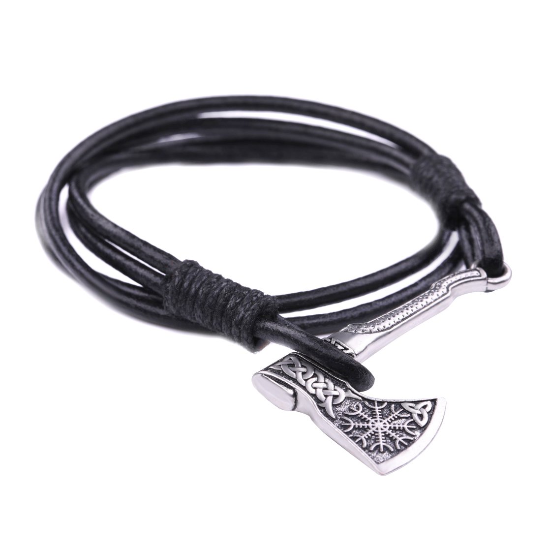 Skyrim Gothic Rune Adjustable Axe Logo with Celtic Kont and Viking Knot Pattern Pagan Bracelet Jewelry