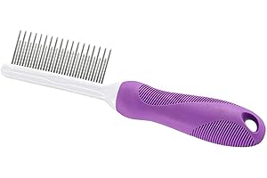 Pet Comb, 1Pc Detangling Pet Comb with Long and Short Stainless Steel Teeth Detangling Pet Comb with Stainless Steel Teeth Pe