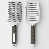 URAQT Hair Brush Boar Bristle Paddle Detangler for All Hair Types Red view 9
