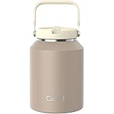 Cafezi Half Gallon Insulated Water Bottle with Flip Straw, Vacuum Insulated Stainless Steel Jug with Top Handle, Leak-Proof Lid, Sweat-Free, Wide Mouth, Keeps Ice Cold up to 34 Hours