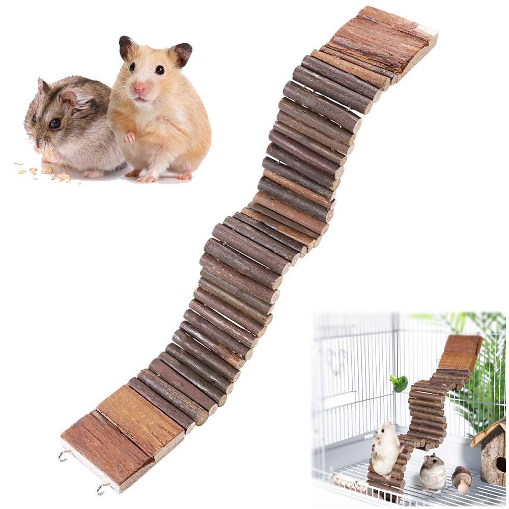 DINGZHAO 55cm Suspension Bridge Wooden Hamster Gerbil Mouse Cage Pet Ladder Parrot Bird Natural Wooden Toys for Chipmunk and Other Small Animals
