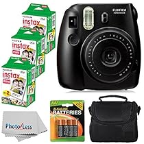 Fujifilm Instax Mini 8 Instant Film Camera (Black) With Fujifilm Instax Mini 6 Pack Instant Film (60 Shots) + Compact Bag Case + Batteries Top Kit - International Version (No Warranty)