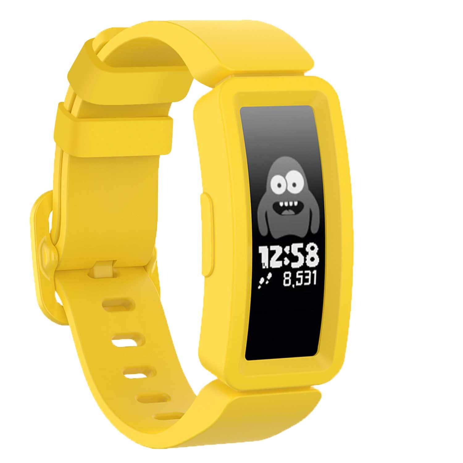 TopPerfekt Strap Compatible With Fitbit Ace 2 for Kids 6, Soft Silicone Waterproof Bracelet Accessories Strap Boys Girls Wristbands Compatible for Fitbit Ace 2 (Yellow)