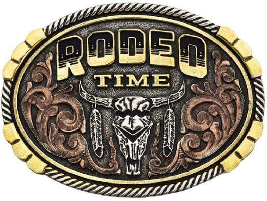 Montana Silversmiths Officially Licensed Dale Brisby Western Belt Buckle (Rodeo Time - Tri-Colored): Clothing