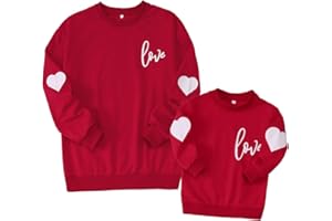 Ritatte Mommy and Me Matching Sweatshirt Love Heart Graphic Pullover Family Matching Outfits Casual Long Sleeve Shirts Tops