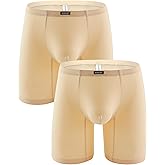 iKingsky Men's Long Leg Boxer No Ride Up Underwear Seamless Front Trunks Stretch Mens Underpanties Great for Sport