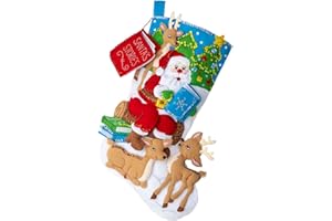 Bucilla Felt Applique 18" Stocking Making Kit, Story Time Santa, Perfect for DIY Arts and Crafts, 89482E