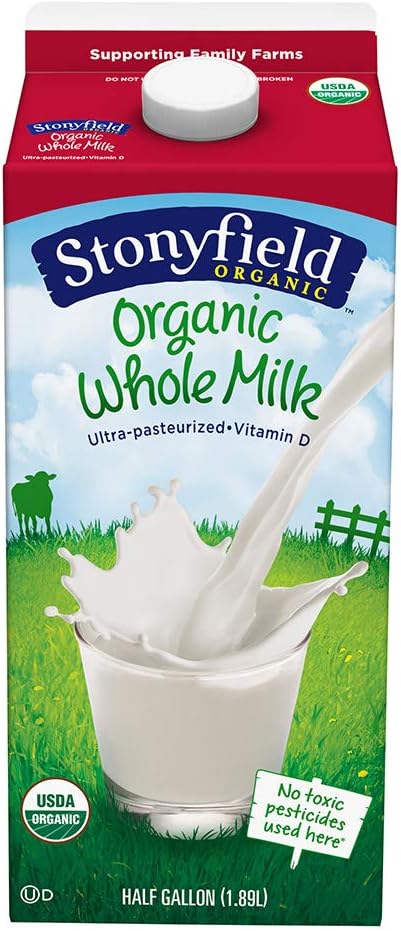 Stonyfield Organic Whole Milk, Ultra-Pasteurized, Half Gallon, 64 oz
