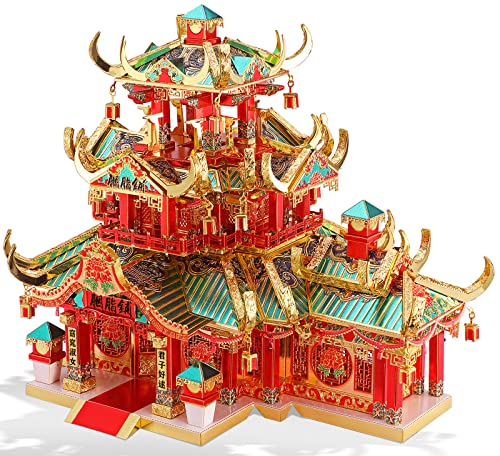 Piececool 3D Puzzles for Adults, The Rouge Shop Chinese Traditional Building Model Kits, Challenging Brain Teaser 3D Metal Puzzle Gift DIY Craft Home Decor - 253 Pcs