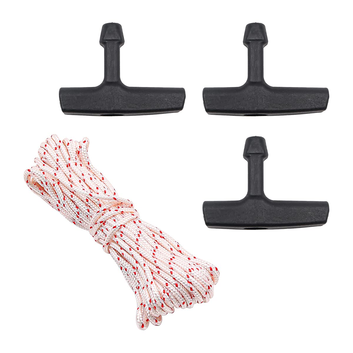 WANGCL Lawn Mower Starter Rope 3mm Pull Rope Starter with 3 Starter Handle for Lawnmower Chainsaw Trimmer Edger Brush Cutter Motor Parts