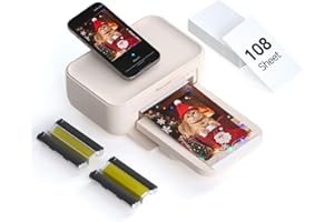 HPRT Photo Printer 4x6,+108 Sheets&2Ribbon,Phone Instant Picture Printer for iPhone, Android, Portable Photo Printers for Home Use (Beige)