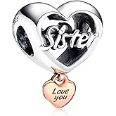 Annmors Charms for Bracelets 925 Sterliing Silver Thank You Family & Friends Two Tone Dangle for Women Charm Bracelet & Necklace