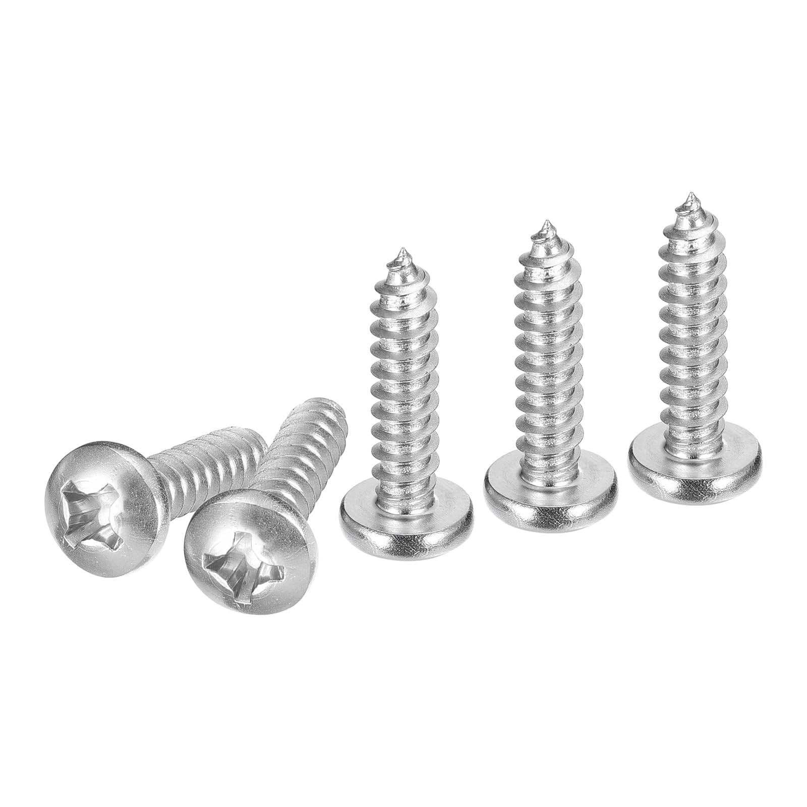 DTGN #14x1" Phillips Pan Head Self-tapping Screw - 100Pack - Bright Finish 304 Stainless Steel Sheet Metal Screws Wood Screws