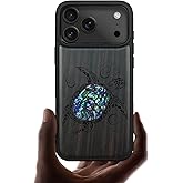 Carveit Magnetic Case for iPhone 17 Pro Case, Wood Artisan Engraved & Handmade Shell Inlaid, TPU Shockproof Cover, Compatible with MagSafe Wireless Chargers (The Maori Turtle-Blackwood)