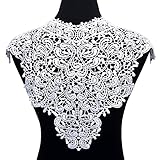 Smiry 2pcs Off-White Lace Trim Embroidered Lace Collar Neckline Venise Applique Sewing Clothing Accessories DIY