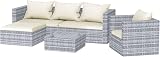 bigzzia 5Pcs Rattan Garden Furniture Set Gray Modular Corner Sofa Table Cushions view 3