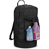 Dalykate Backpack Laundry Bag, 115L Large Hamper with Shoulder Straps, Drawstring Closure, Mesh Pocket, Black