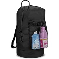 Dalykate Backpack Laundry Bag with Shoulder Straps and Mesh Pocket Durable Nylon Clothes Hamper Bag with Drawstring Closure f